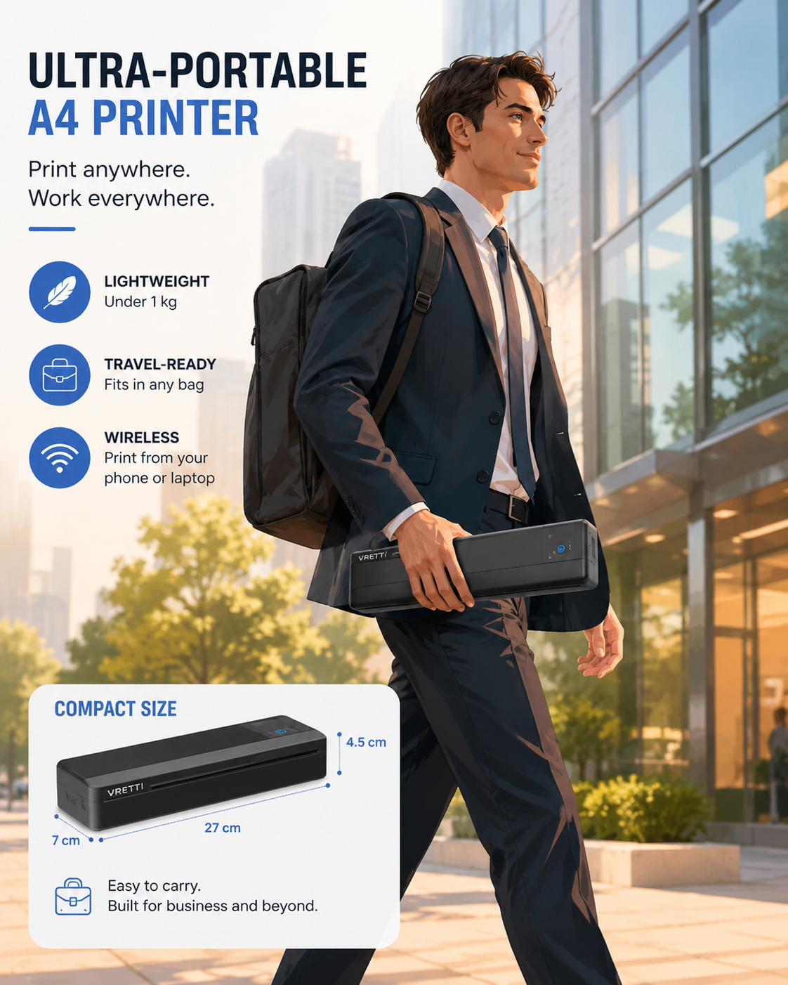 Portable A4 Bluetooth Thermal Printer – Vretti P83
