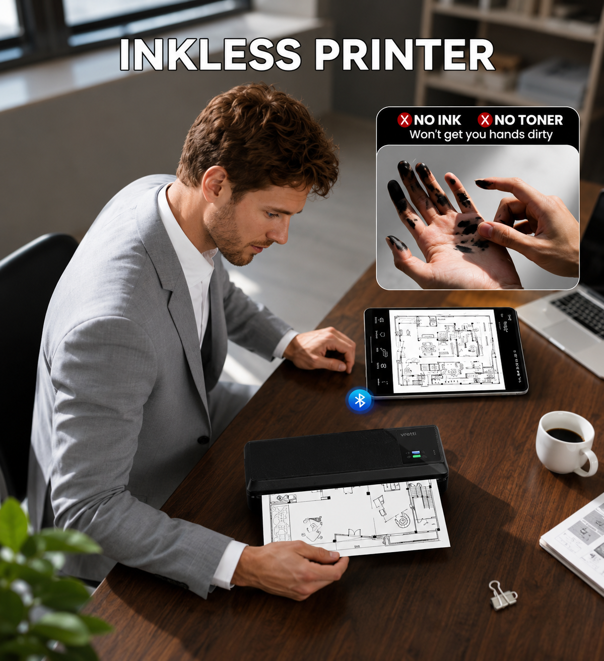 Portable A4 Bluetooth Thermal Printer – Vretti P83