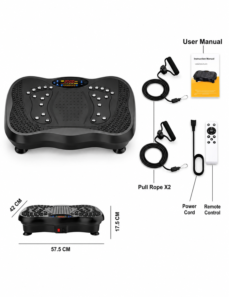 Vibration Plate Exercise Machine with Resistance Bands & Remote Control