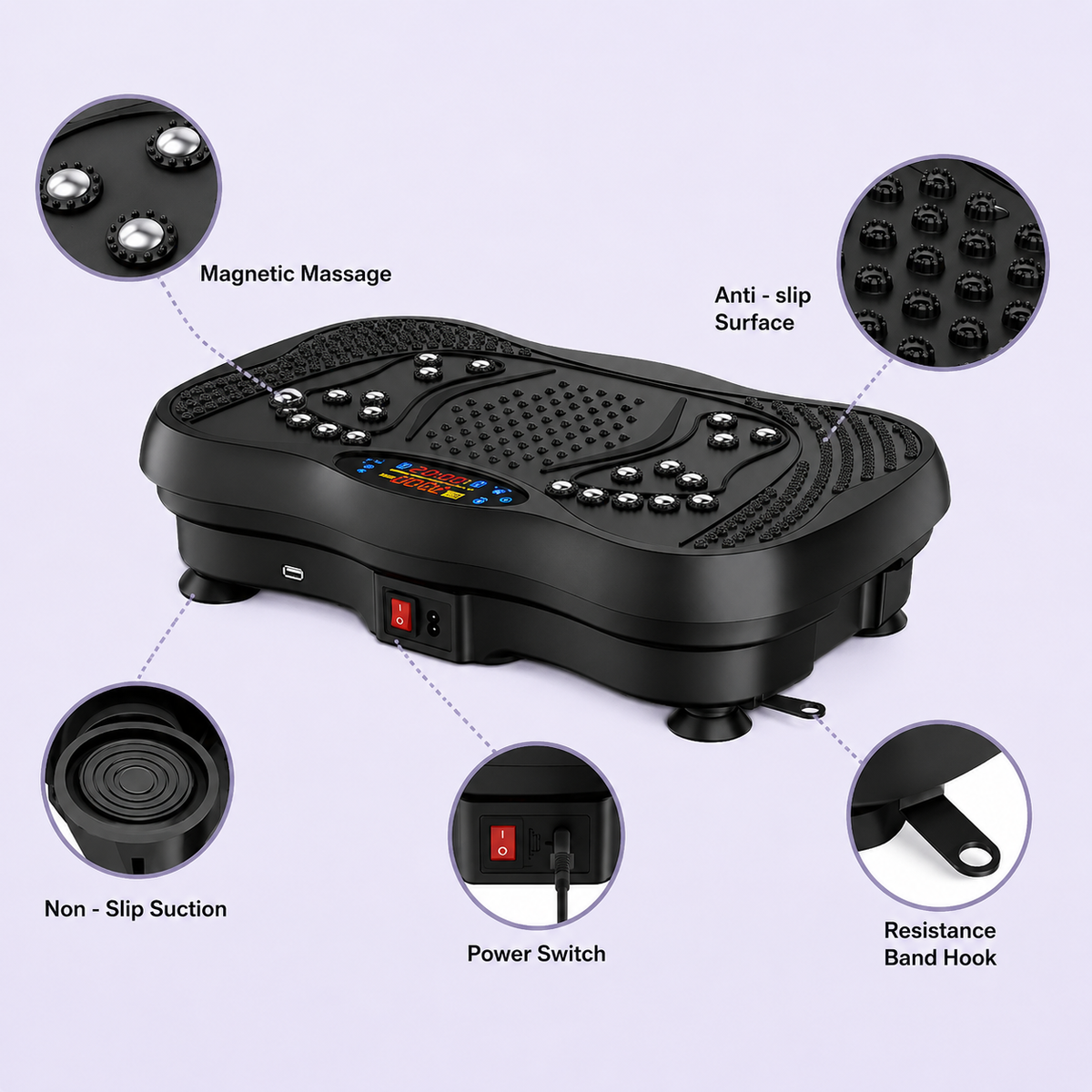 Vibration Plate Exercise Machine with Resistance Bands & Remote Control