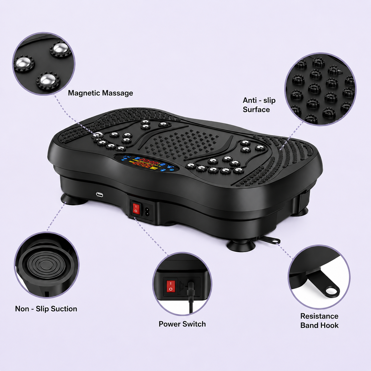 Vibration Plate Exercise Machine with Resistance Bands & Remote Control