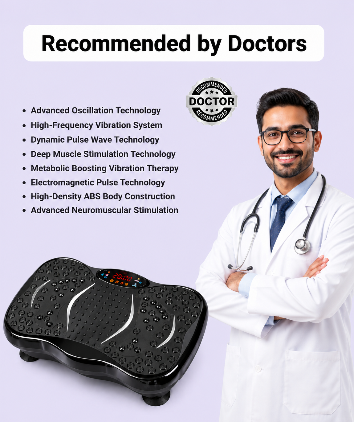 Vibration Plate Exercise Machine with Resistance Bands & Remote Control