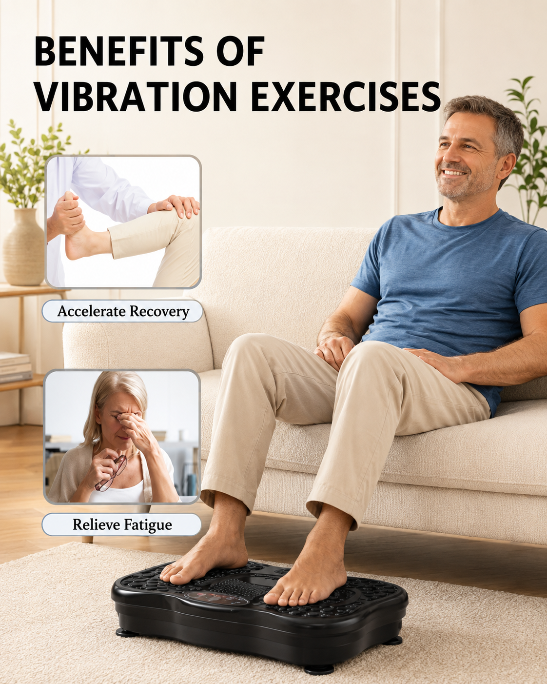 Vibration Plate Exercise Machine with Resistance Bands & Remote Control