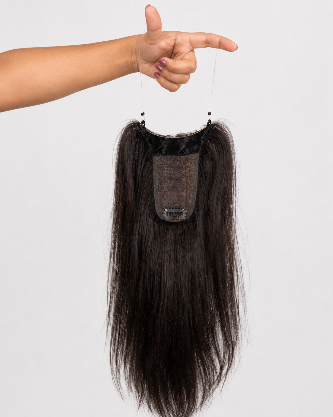 Everyday Clip-Free Hair Topper with Real Human Hair