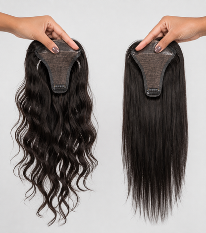 Everyday Clip-Free Hair Topper with Real Human Hair