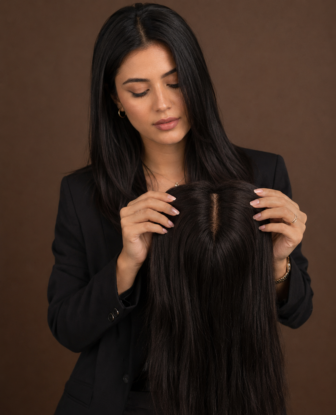 Everyday Clip-Free Hair Topper with Real Human Hair