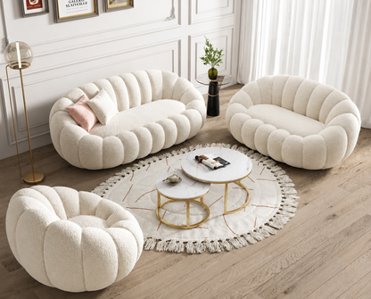 Luxury Pumpkin Curve Sofa – Modern Plush Living Room Seating