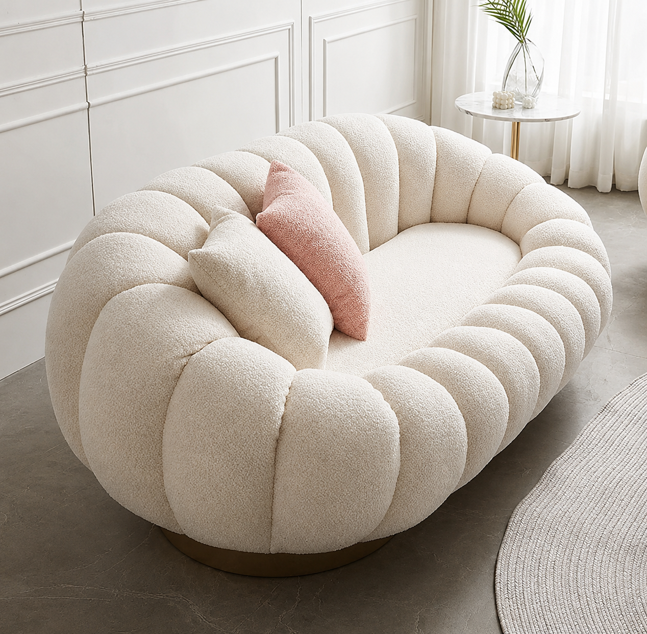 Luxury Pumpkin Curve Sofa – Modern Plush Living Room Seating