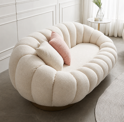 Luxury Pumpkin Curve Sofa – Modern Plush Living Room Seating