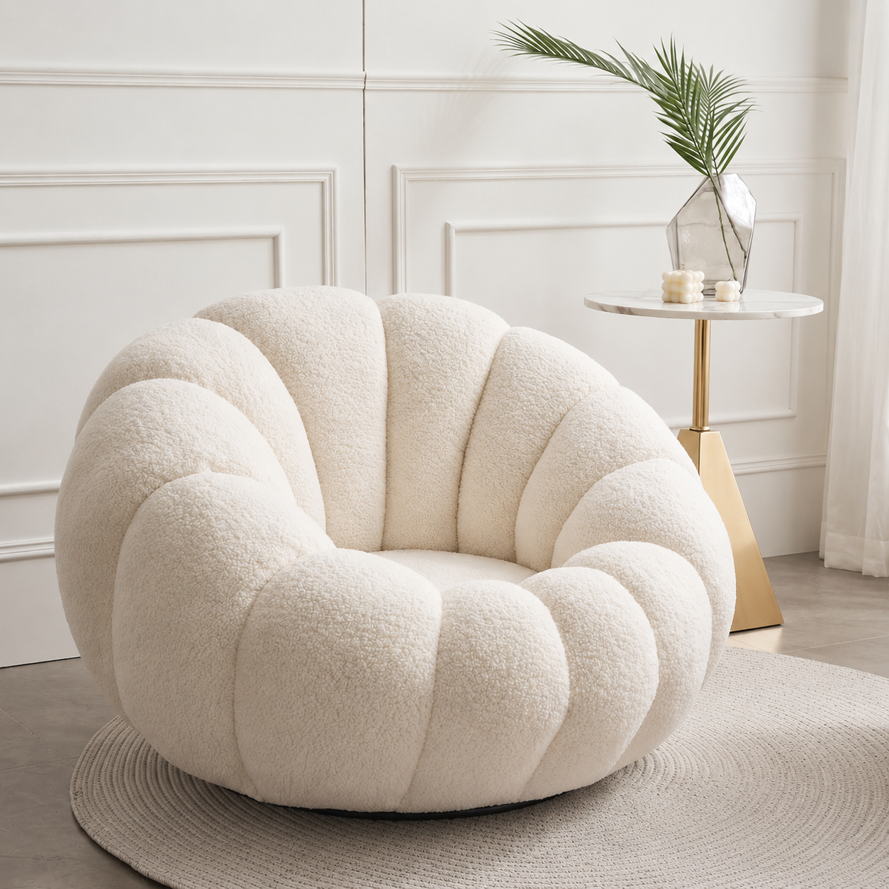 Luxury Pumpkin Curve Sofa – Modern Plush Living Room Seating